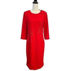 Kate & Mallory Red Stretch Crepe Sheath Dress Size Large